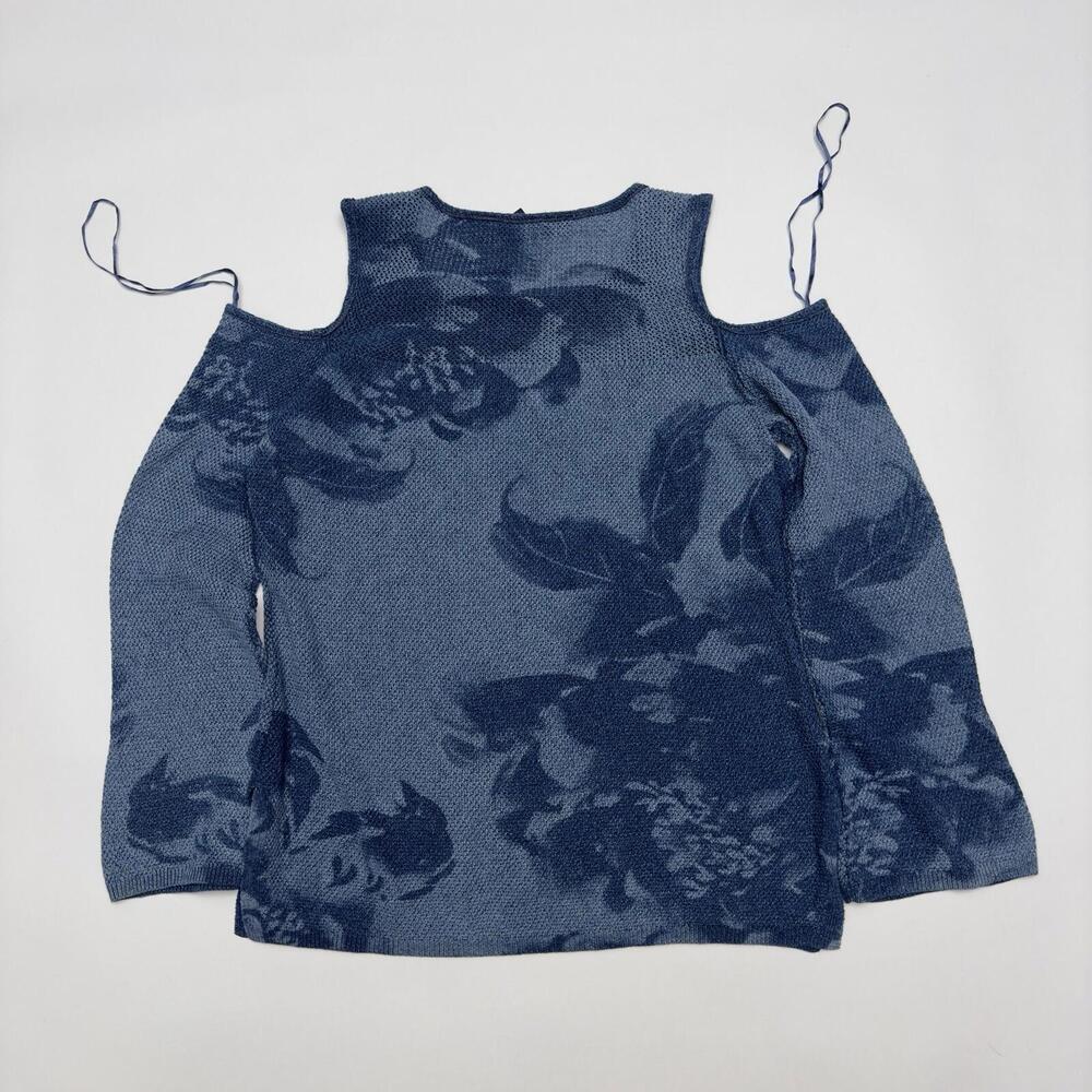 *NWT* INC International Concepts Women's Small Blue Floral Cotton Cold Shoulder - Picture 4 of 4